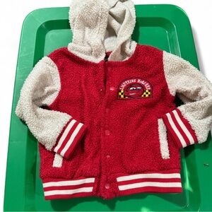Disney Cars Lightning McQueen Jacket 3T Red Button Up Hoodie Toddler